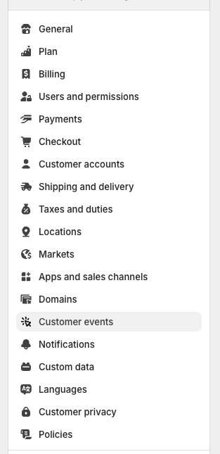 Shopify Admin navigation menu