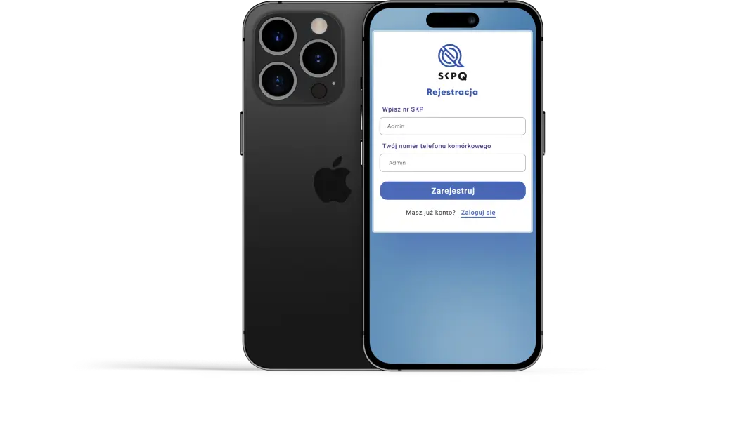 The SkpQ website displayed on a smartphone