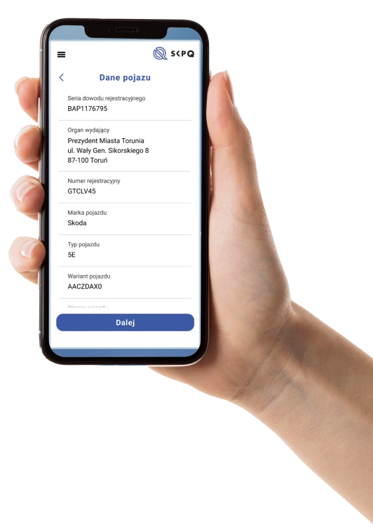 The SkpQ website displayed on a smartphone