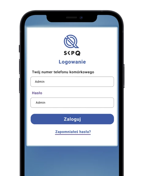 The SkpQ website displayed on a smartphone