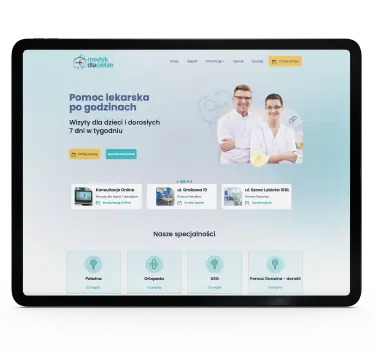 The 'Medyk dla ciebie' website displayed on a tablet