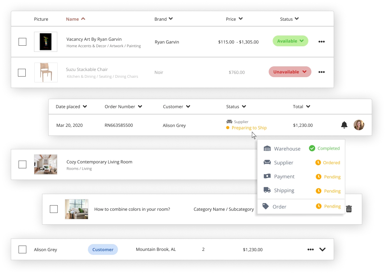 Elements of the Scout & Nimble admin panel