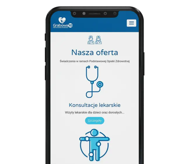 The Grabowa 10 website displayed on a smartphone