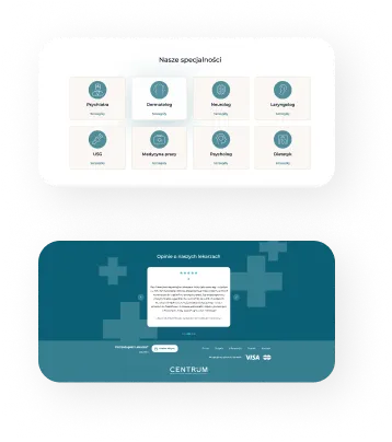 Two fragments of the Centrum portal – list of specialists and feedback