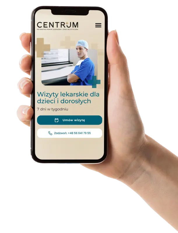 The Centrum website displayed on a smartphone